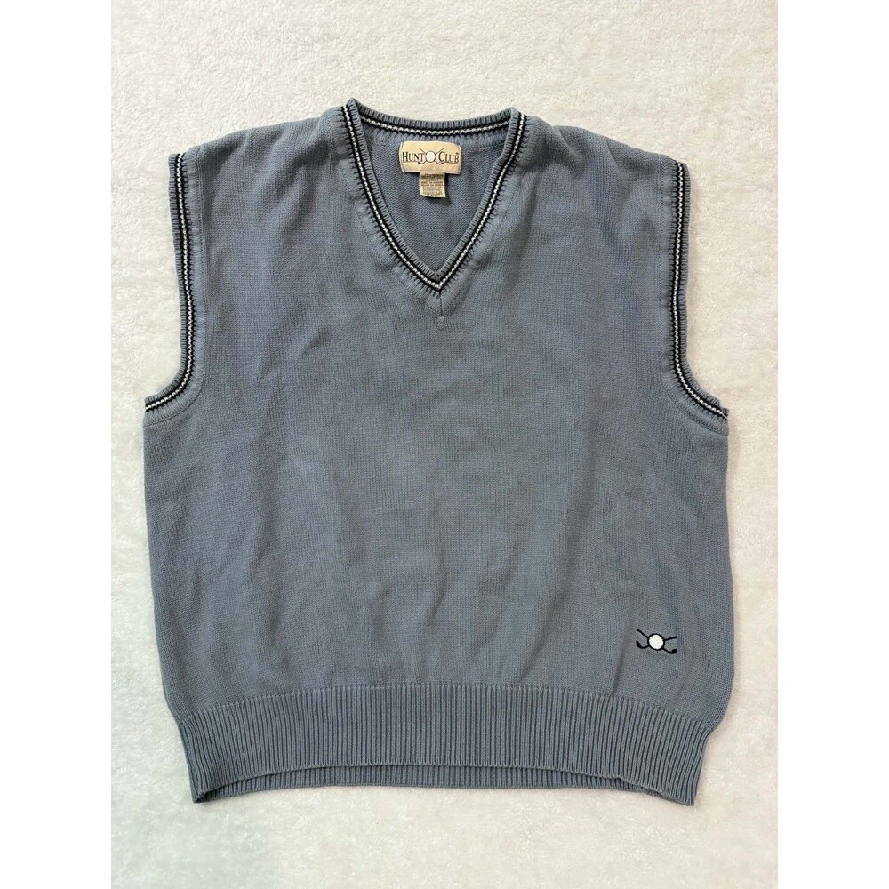 Vintage Hunt Club Sleeveless Sweater Vest Mens Size XXL Blue Knit VNeck Pullover